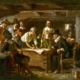 Signing the Mayflower Compact 1620, a painting by Jean Leon Gerome Ferris