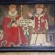 Æthelstan, considered the first king of England, 895-939 AD. A sixteenth-century painting in Beverley Minster in the East Riding of Yorkshire of Æthelstan with Saint John of Beverley