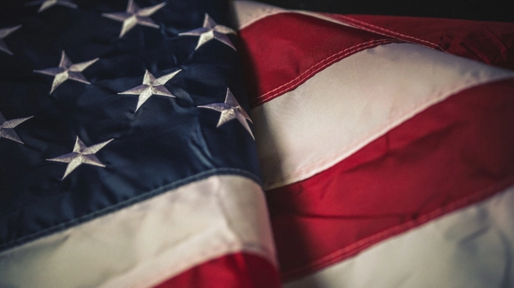 Flag of USA on dark background