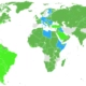 World War II Map, Green/Allies/Allied Countries; Blue/Axis Powers; Gray/Neutral Countries 1939-1945. Photo by Yonghokim, Joaopais