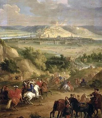 Plan of the Siege of Namur June 1692 the 30th, a Painting by Jean-Baptiste Martin; conflict considered the War of the Grand Alliance or War of the League of Augsburg; Habsburg monarchy, Holy Roman Empire, France, European coalitions