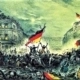 Scene from the 1848 Revolution, German March, Berlin.