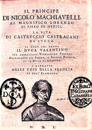 The Prince 1550 Edition Cover Page – Niccolo Machiavelli's Il Principe and La Vita di Castruccio Castracani da Lucca. Omslagsbild.