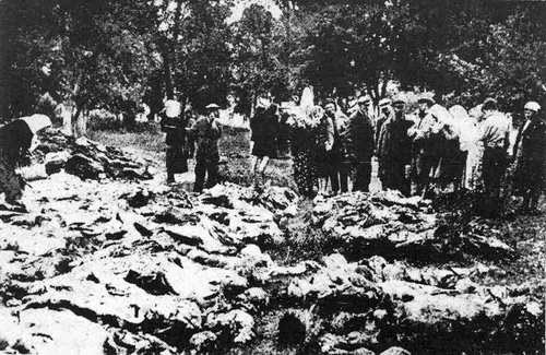 Vinnytsia people searching for relatives among exhumed victims, 1937, a massacre during Stalin’s Great Purge or Great Terror.