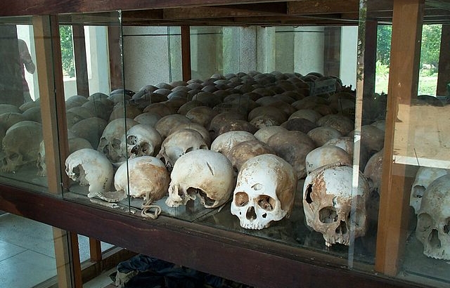Skulls from the killing fields, Cambodia, 1975-1979, killing of Cambodians by the Khmer Rouge under the Communist Party of Kampuchea general secretary Pol Pot, 1.5 – 2 million deaths.