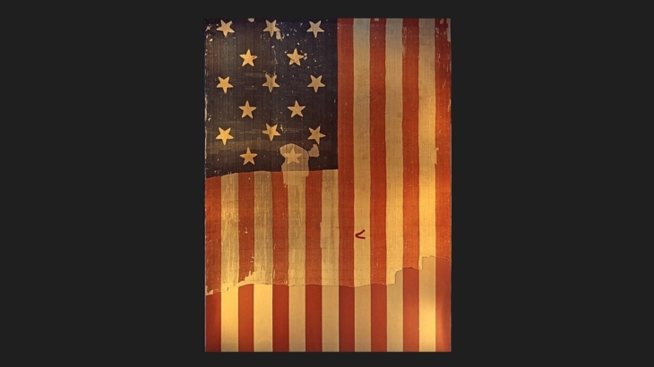 During the War of 1812, the American Flag over Fort McHenry inspired Francis Scott Key to write what eventually became America’s National Anthem, the Star Spangled Banner. The flag hangs in the Smithsonian’s National Museum of American History.